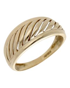Pre-Owned 9ct Yellow Gold Domed Wave Dress Ring
