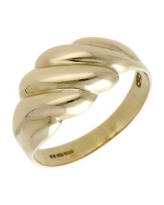 Pre-Owned 9ct Yellow Gold Ribbed Wave Dress Ring