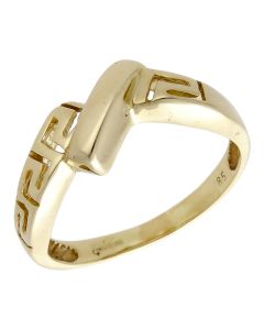 Pre-Owned 9ct Yellow Gold Greek Key Style Crossover Twist Ring