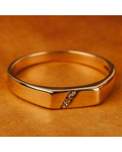 Pre-Owned Vintage 1986 9ct Diamond Set Rectangle Signet Ring