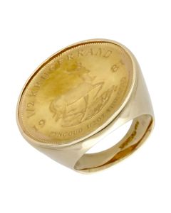Pre-Owned 1981 1/2oz Krugerrand Coin In 9ct Gold Ring Mount