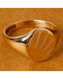 Pre-Owned Vintage 1965 9ct Yellow Gold Sunburst Signet Ring