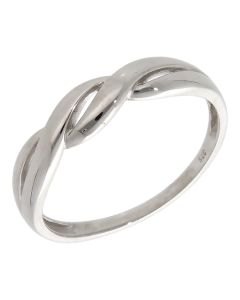 Pre-Owned 9ct White Gold Crossover Wave Dress Ring