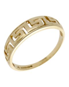 Pre-Owned 9ct Yellow Gold Greek Key Design Dress Ring