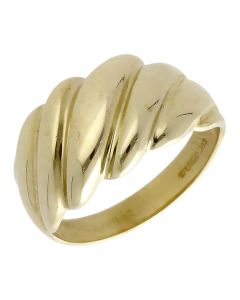 Pre-Owned 9ct Yellow Gold Ribbed Wave Twist Ring