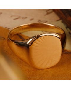 Pre-Owned Vintage 1970 9ct Gold Faint Sunburst Signet Ring