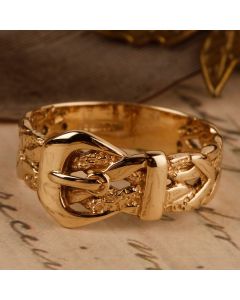 Pre-Owned Vintage 1989 9ct Yellow Gold Woven Buckle Ring