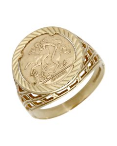 Pre-Owned 9ct Yellow Gold George & Dragon Coin Style Dress Ring