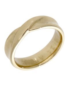 Pre-Owned 9ct Yellow Gold Curved Crossover Wave Band Ring