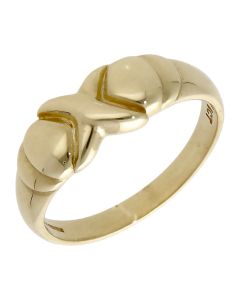 Pre-Owned 9ct Yellow Gold Ribbed Shoulders Kiss Dress Ring
