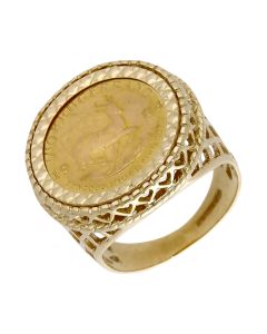 Pre-Owned 1984 1/10 Krugerrand Coin In 9ct Gold Ring Mount