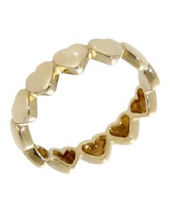 Pre-Owned 9ct Yellow Gold Hearts Band Ring
