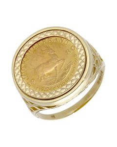 Pre-Owned 1980 1/10 Krugerrand Coin In 9ct Gold Ring Mount