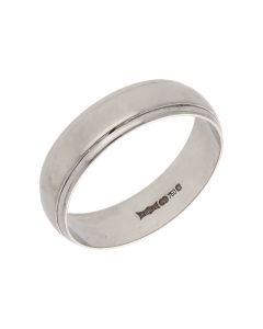 Pre-Owned 9ct White Gold 6mm Lined Edge Wedding Band Ring