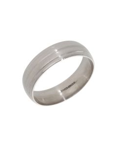 Pre-Owned 9ct White Gold Edged 6mm Wedding Band Ring