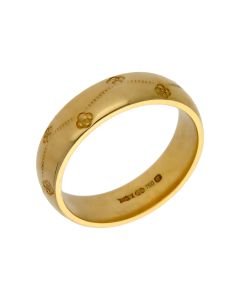 Pre-Owned 18ct Yellow Gold 5mm Patterned Wedding Band Ring