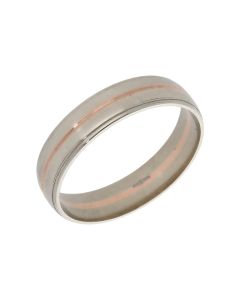 Pre-Owned 9ct White & Rose Gold 6mm Wedding Band Ring