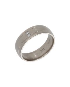 Pre-Owned 9ct White Gold Diamond Set 6mm Wedding Band Ring