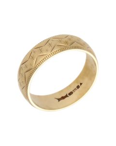 Pre-Owned 9ct Yellow Gold 6mm Patterned Wedding Band Ring