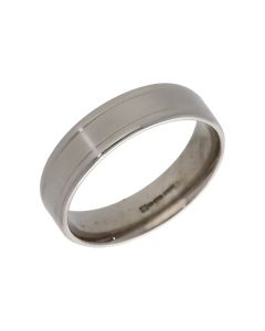 Pre-Owned Palladium 6mm Edged Wedding Band Ring