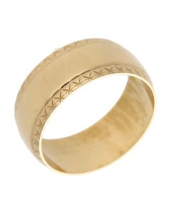 Pre-Owned 9ct Yellow Gold 9mm Patterned Edge Wedding Band Ring