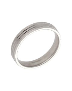 Pre-Owned 9ct White Gold Ridged 4mm Wedding Band Ring