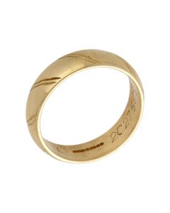 Pre-Owned 9ct Yellow Gold 5mm Patterned Wedding Band Ring