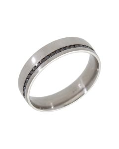 Pre-Owned Platinum Black Diamond Set 5mm Wedding Band Ring