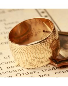 Pre-Owned Vintage 1968 9ct Gold Engraved 11mm Wedding Ring