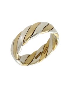 Pre-Owned 9ct Yellow & White Gold 6mm Twist Band Ring