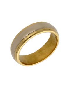 Pre-Owned 18ct Yellow & White Gold 6mm Wedding Band Ring