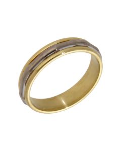 Pre-Owned 18ct Yellow & White Gold 5mm Wedding Band Ring