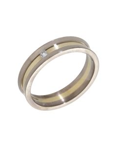 Pre-Owned 18ct Yellow & White Gold Diamond Set 5mm Wedding Ring