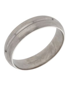 Pre-Owned 9ct White Gold Lined Centre 6mm Wedding Ring