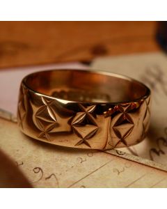 Pre-Owned Vintage 1965 9ct Gold Star Engraved Wedding Ring