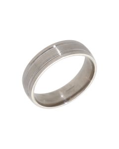 Pre-Owned 9ct White Gold Edged 6mm Wedding Band Ring