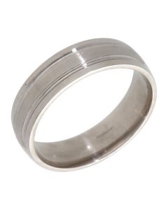 Pre-Owned 9ct White Gold Edged 6mm Wedding Band Ring