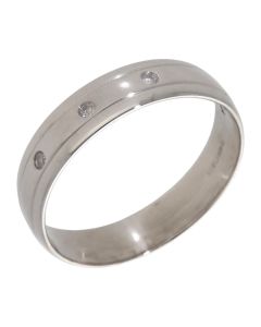 Pre-Owned 18ct White Gold Diamond Set 6mm Wedding Band Ring