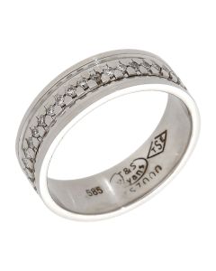 Pre-Owned 14ct White Gold Diamond Set 9mm Wide Band Ring