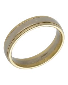Pre-Owned 9ct Yellow & White Gold 5mm Wedding Band Ring