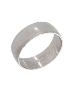 Pre-Owned 9ct White Gold Beaded Edge 7mm Wedding Band Ring