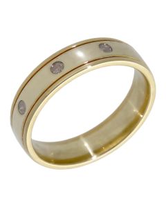 Pre-Owned 9ct Yellow & White Gold Diamond Set 5mm Wedding Ring