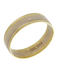 Pre-Owned 18ct Yellow & White Gold 5mm Wedding Band Ring