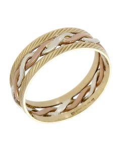 Pre-Owned 9ct Yellow Rose & White Gold Woven 6mm Band Ring