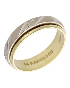 Pre-Owned 14ct Yellow & White Gold 5mm Spinner Band Ring