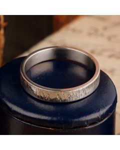 Pre-Owned Vintage 1967 9ct White Gold Barked 3mm Wedding Ring