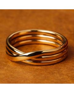 Pre-Owned Vintage 1985 9ct Yellow Gold 3 Row Crossover Band Ring