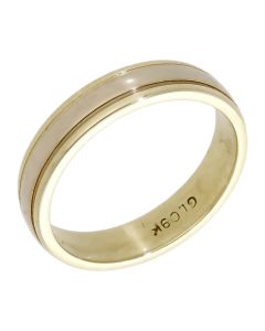 Pre-Owned 9ct Yellow Gold Edged 4mm Wedding Band Ring
