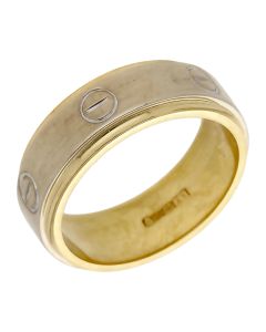 Pre-Owned 18ct Yellow & White Gold Screw Design 8mm Band Ring