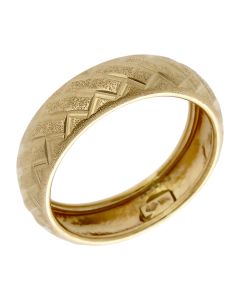 Pre-Owned 14ct Yellow Gold Patterned Hollow 6mm Band Ring